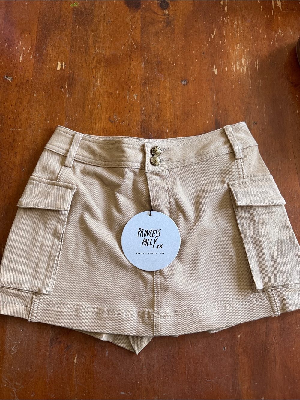 Princess Polly Neutral Cargo Skort in Beige